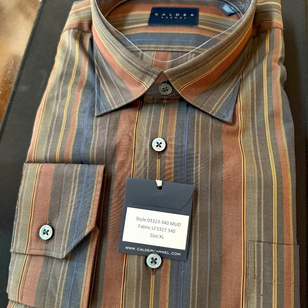 Caldwell Carmel Brown striped sport shirt XL